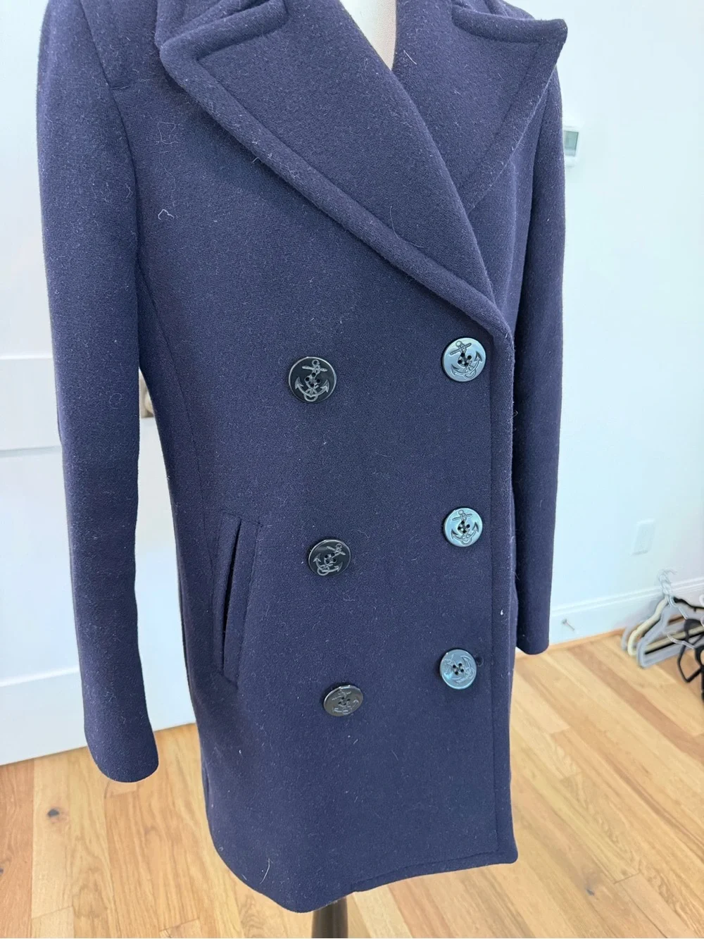 ⚓ J.Crew Stadium Cloth Nello Gori Navy Pea Coat Size 4 ⚓ - Picture 5 of 14